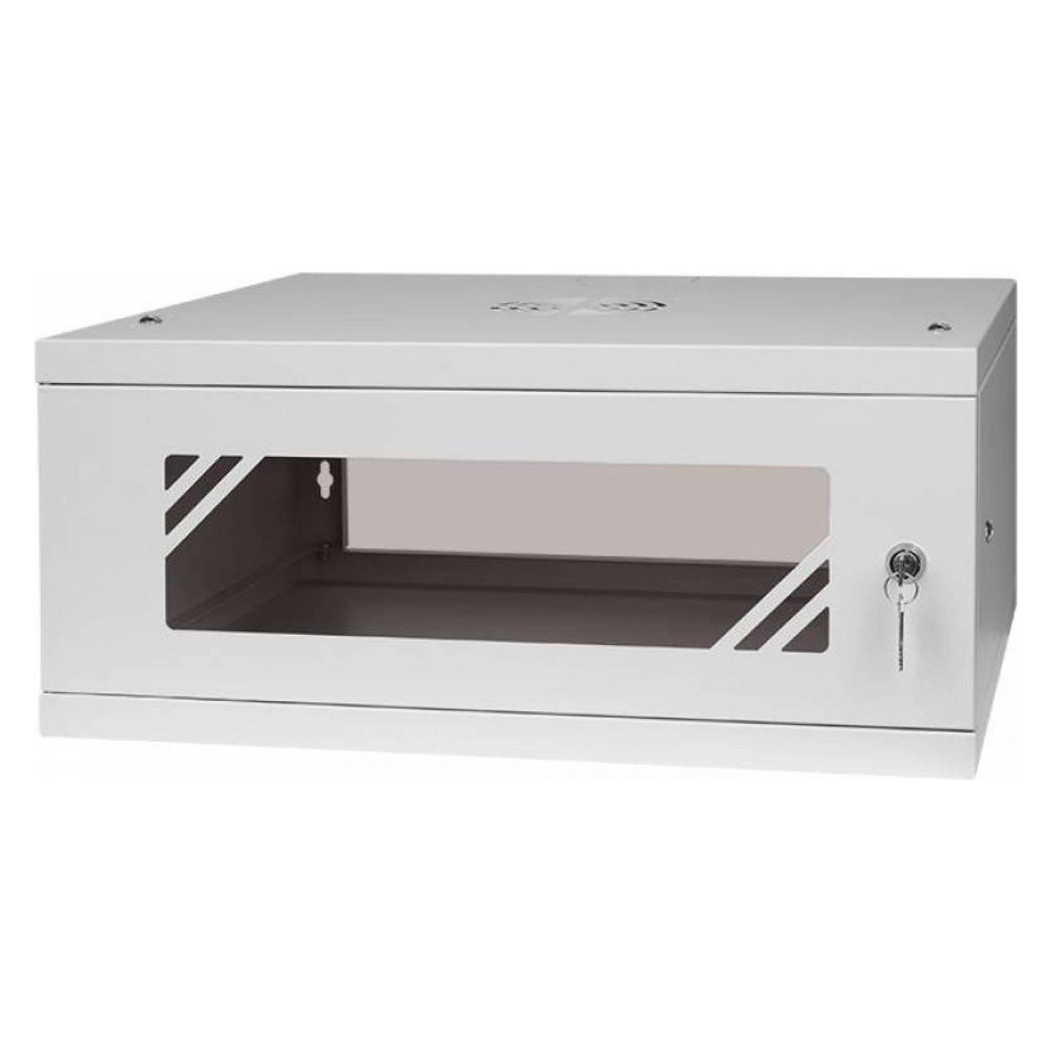 Stalflex Rack Cabinet 19" 4U Glass Door Gray RC19-4U-450GG (4 HE, 19 Zoll Rack) (RC19-4U-450GG)