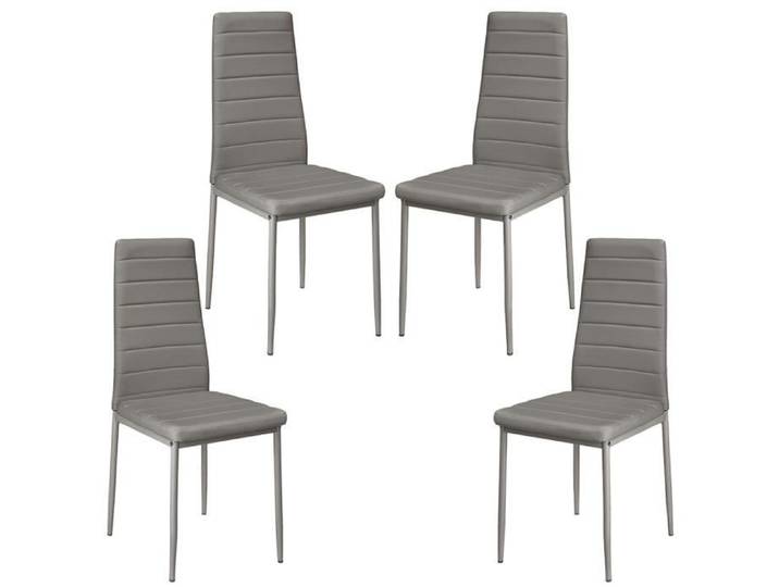 Chaises de salle à manger HEk - Lot de 4 - Assise confortable - Cuir PU - 42*48*98CM gris