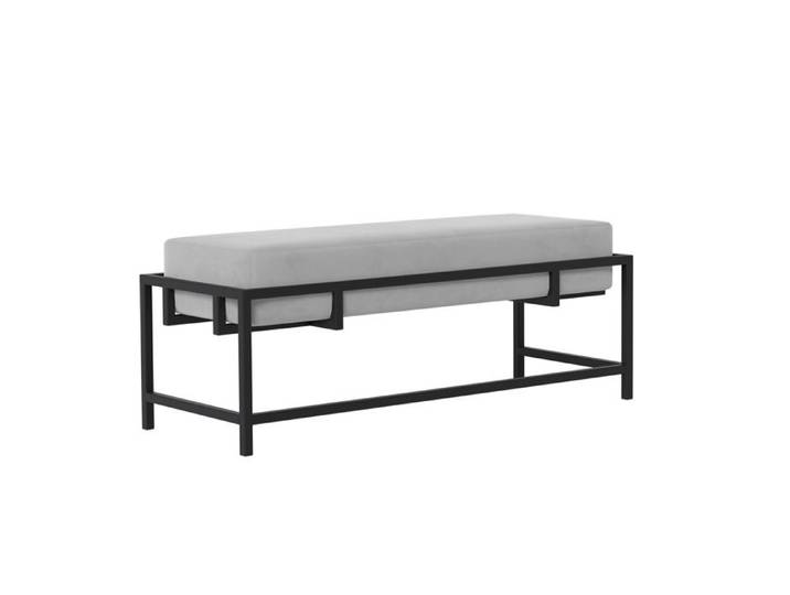 Banc GLAM - assise rembourrée - structure métallique - 100x35x45 cm - Noir / Gris