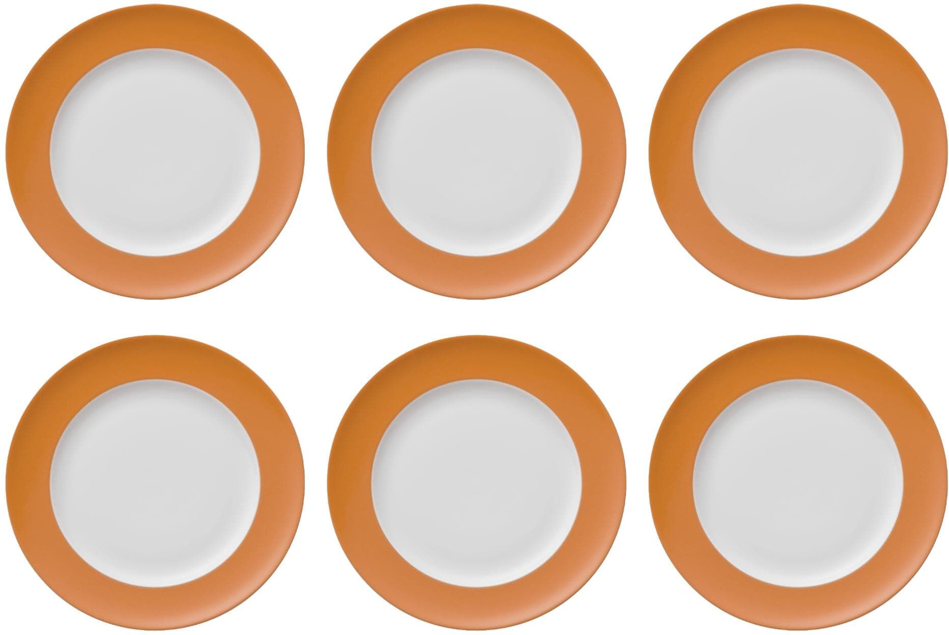 Dessertteller THOMAS PORZELLAN "Sunny Day 6 Stück, 22 cm", orange, Ø:22cm, Porzellan, Speiseteller, Dessertteller orange 22cm
