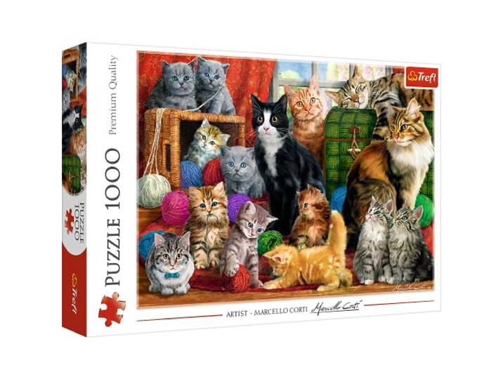 Trefl - Puzzels Katten Ontmoeting - 1000 Elementen, Katten, Katten thuis, Ontmoeting, Kattenspellen, Doe-het-zelf puzzel, Creatief Vermaak, Cadeau, Plezier, Klassieke Puzzels