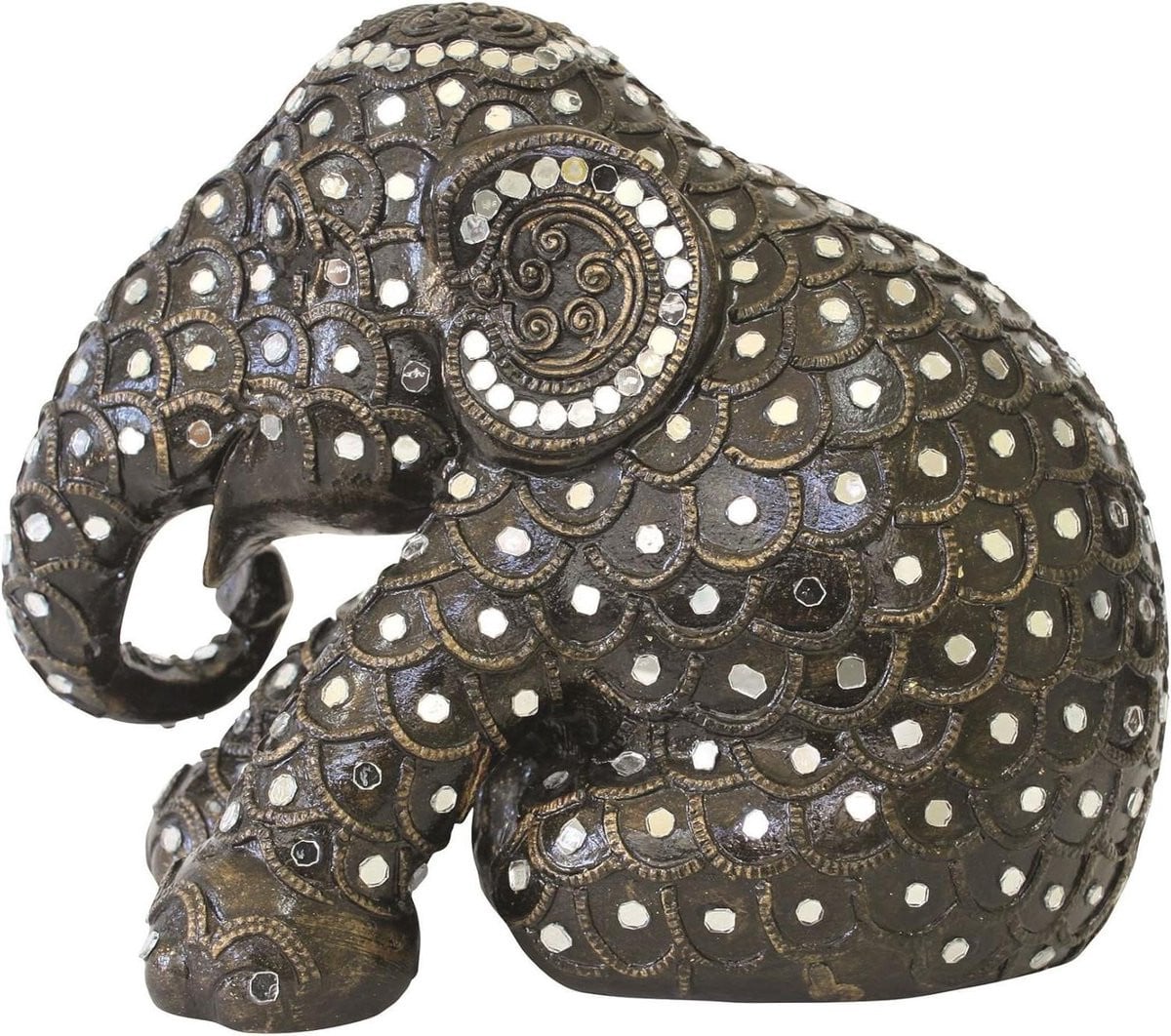 Handgeschilderd Olifant Beeldje Regenboog Vis - Decoratie voor op tafel - Hoogte: 10 cm