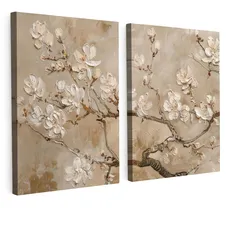 LEINWANDBILD 2er Set Beige - Blüte - Modern 120x80 cm
