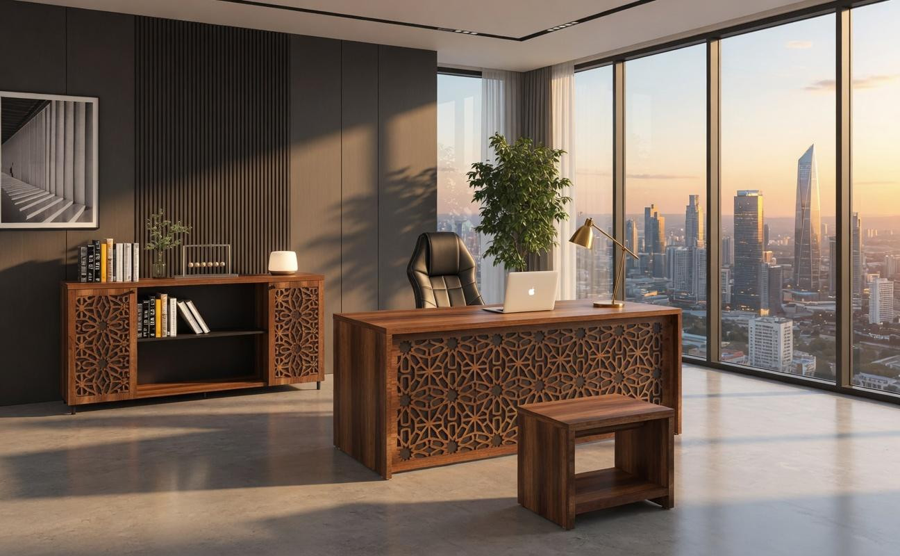 JVmoebel Kantoorinrichting Set met Bureau, Console en Salontafel