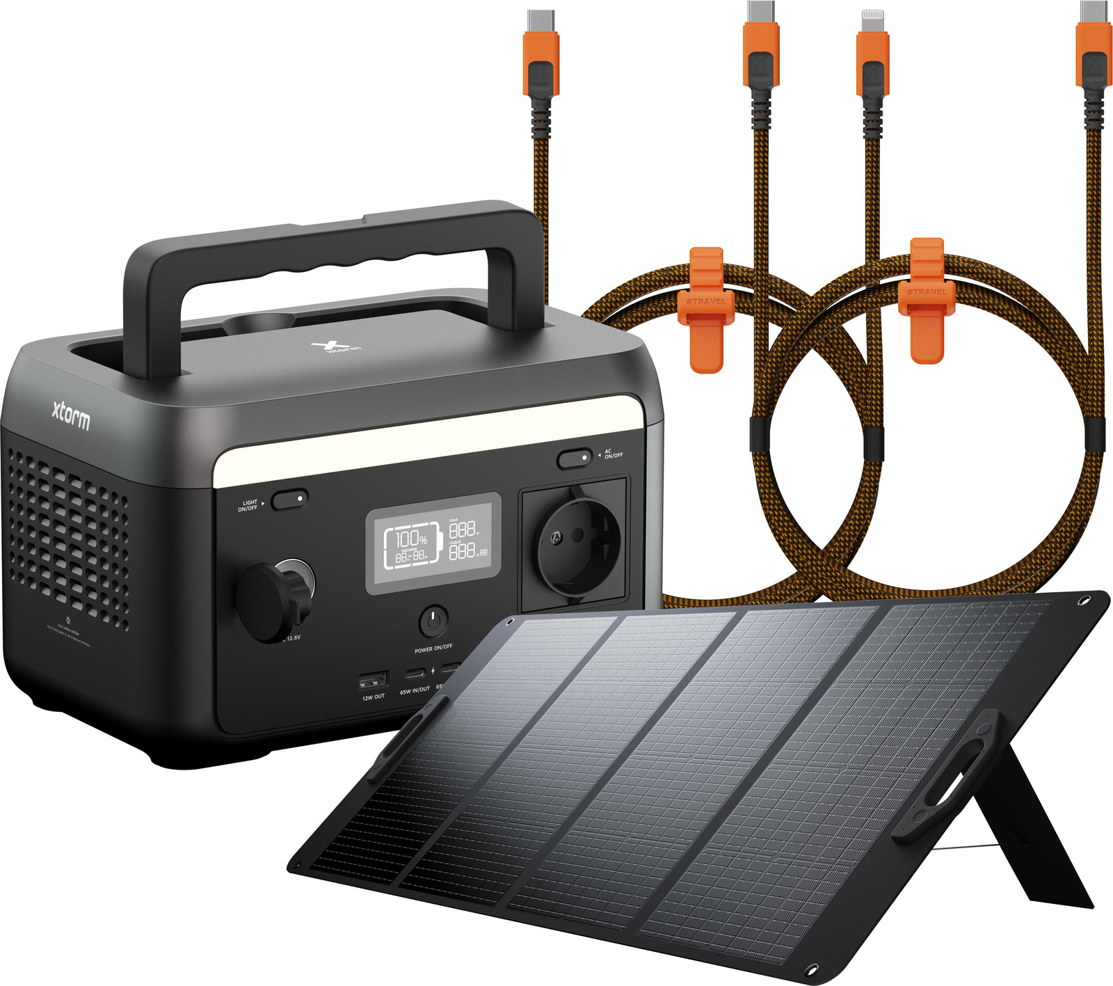 Xtorm Portable Powerstation 300W met 200W Vouwbaar Zonnepaneel en USB-C naar Lightning en USB-C Kabels