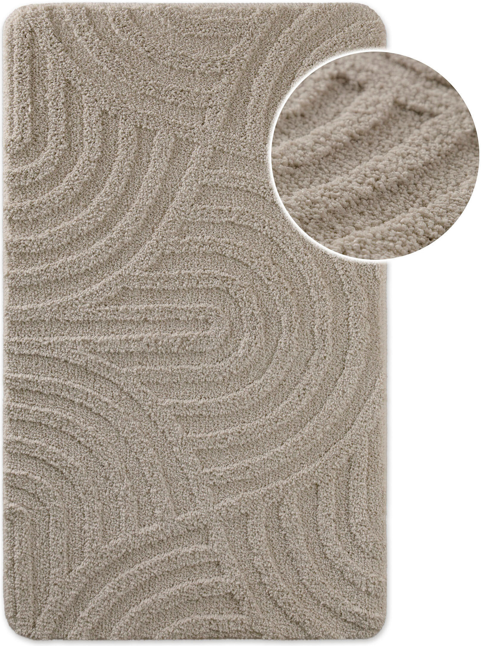 Badematte WECON HOME "Fiete", beige (seiden grau), H:25mm, Polyester, Badematten, Badematte, Badteppich, Hoch-Tief-Effekt, weich, rutschhemmend, waschbar, getuftet seiden grau rechteckig (55cm x 65cm )
