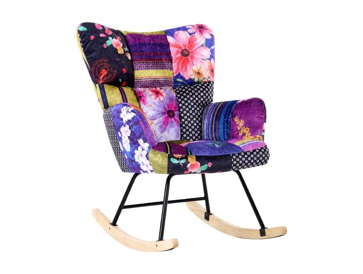 Fauteuil à bascule velours multicolore