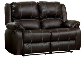 Simple Relax Synthetic Leather Upholstered Manual Motion Loveseat