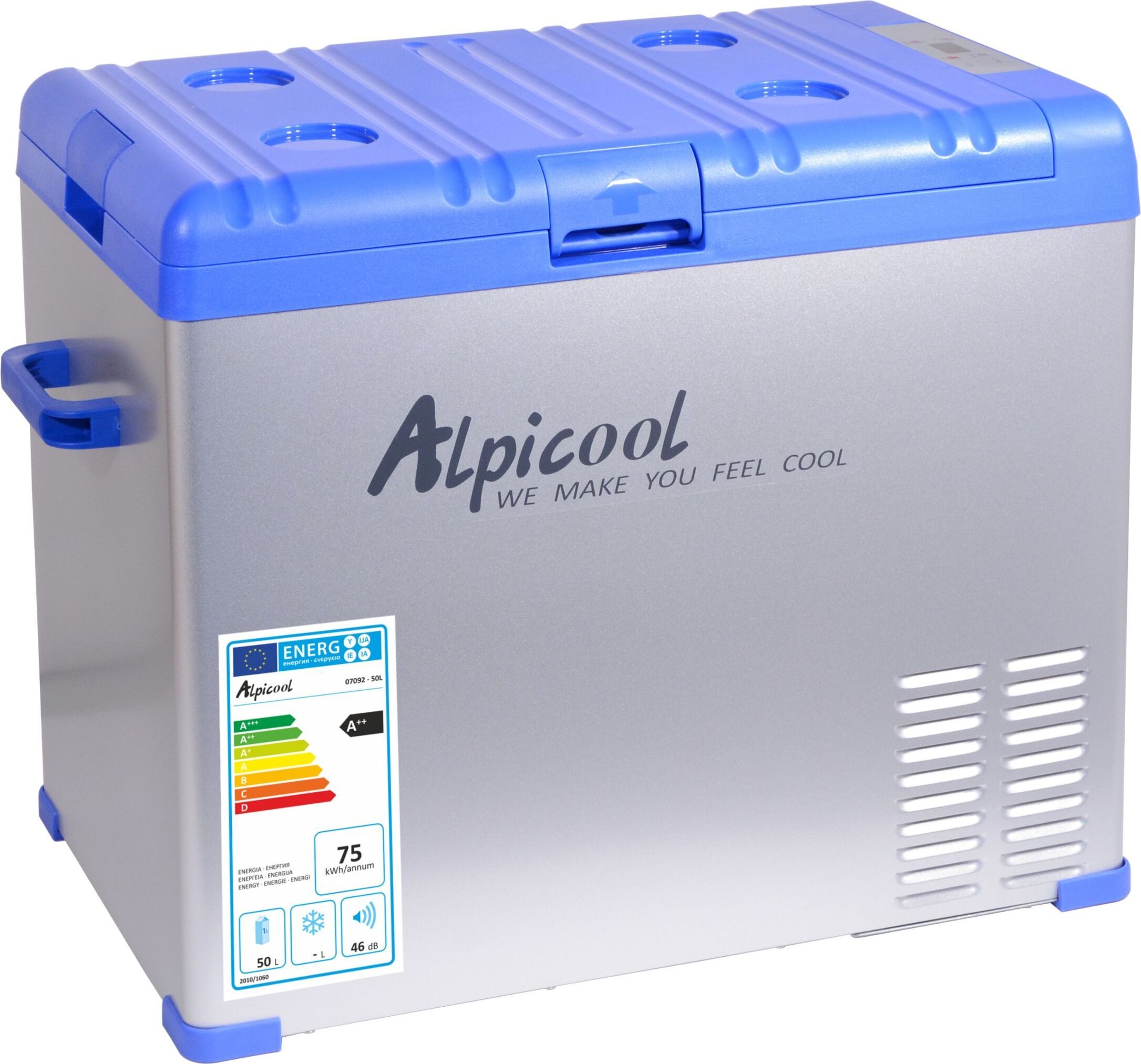 Compass 07092 - Kühlbox ALPICOOL mit Kompressor 50l 230/24/12V -20°C BLAU