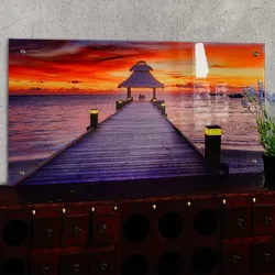 Glasbild T114, Wandbild Poster Motiv, 50x100cm ~ Steg
