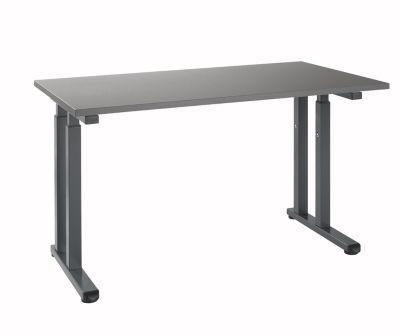 Schreibtisch Set Up, Rechteck, C-Fuß, B 1300 x T 650 x H 685-820 mm, graphit/graphit
