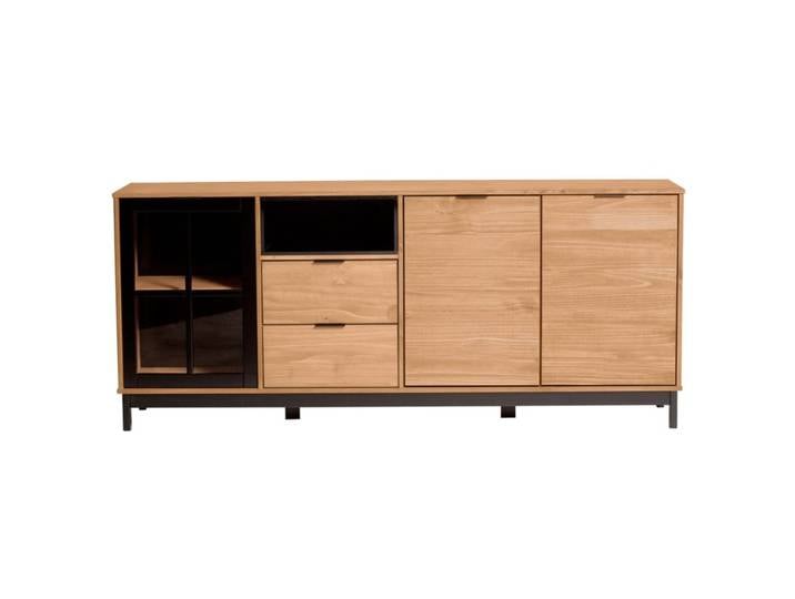 Buffet style atelier BRONX Bois massif et noir