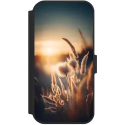 Nivocase Klapphülle für Apple iPhone 15 Handyhülle aus Kunst Leder NIVOflip schwarz Natur Sonne Pampasgras (Apple iPhone 15), Smartphone Hülle, Schwarz