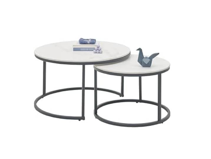 möbelando Couchtisch >Gino< (2er Set) in weiß, Keramik - 42x80cm (HxD)