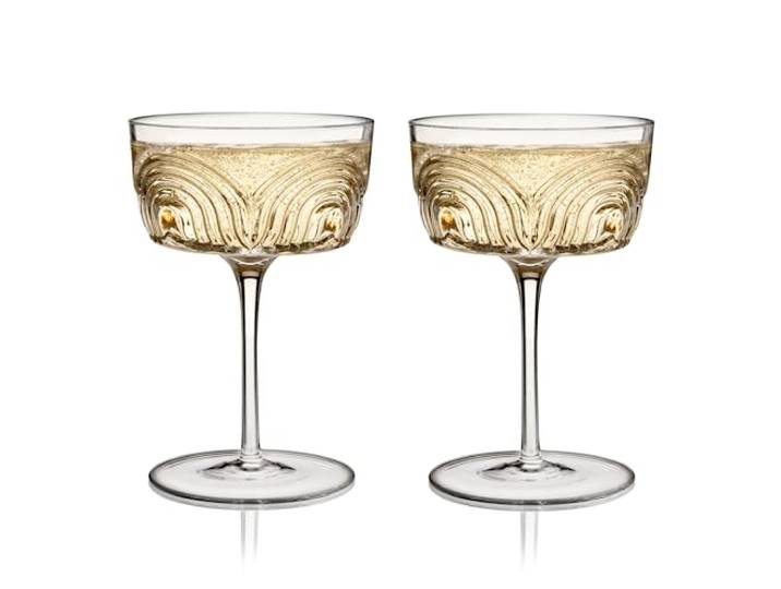 Viski Beau Cocktail-Coupe-Gläser, einzigartige Cocktailgläser, Kristall-Trinkgeschirr, 213 ml, Cocktailgläser, Stiel, Vintage-Weingläser, inspiriert, 2 Stück