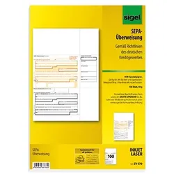 Sigel Überweisung ZV570 DIN A4 für InkJet/Laser-Drucker 100 Bl./Pack.