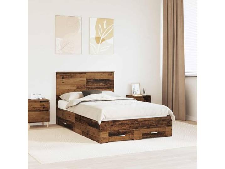 RJPLMFV Bettgestell, 120 x 190 cm, Holz Mit Stauraumschubladen, modernem Kopfteil, silberfarbenen Griffen, modernes Design