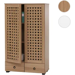 Schrank HWC-N87, Wohnzimmerschrank, 3D-Flecht-Design 2 Türen 3 Staufächer 2 Schubladen Soft-Close, 138x80x36cm ~ braun