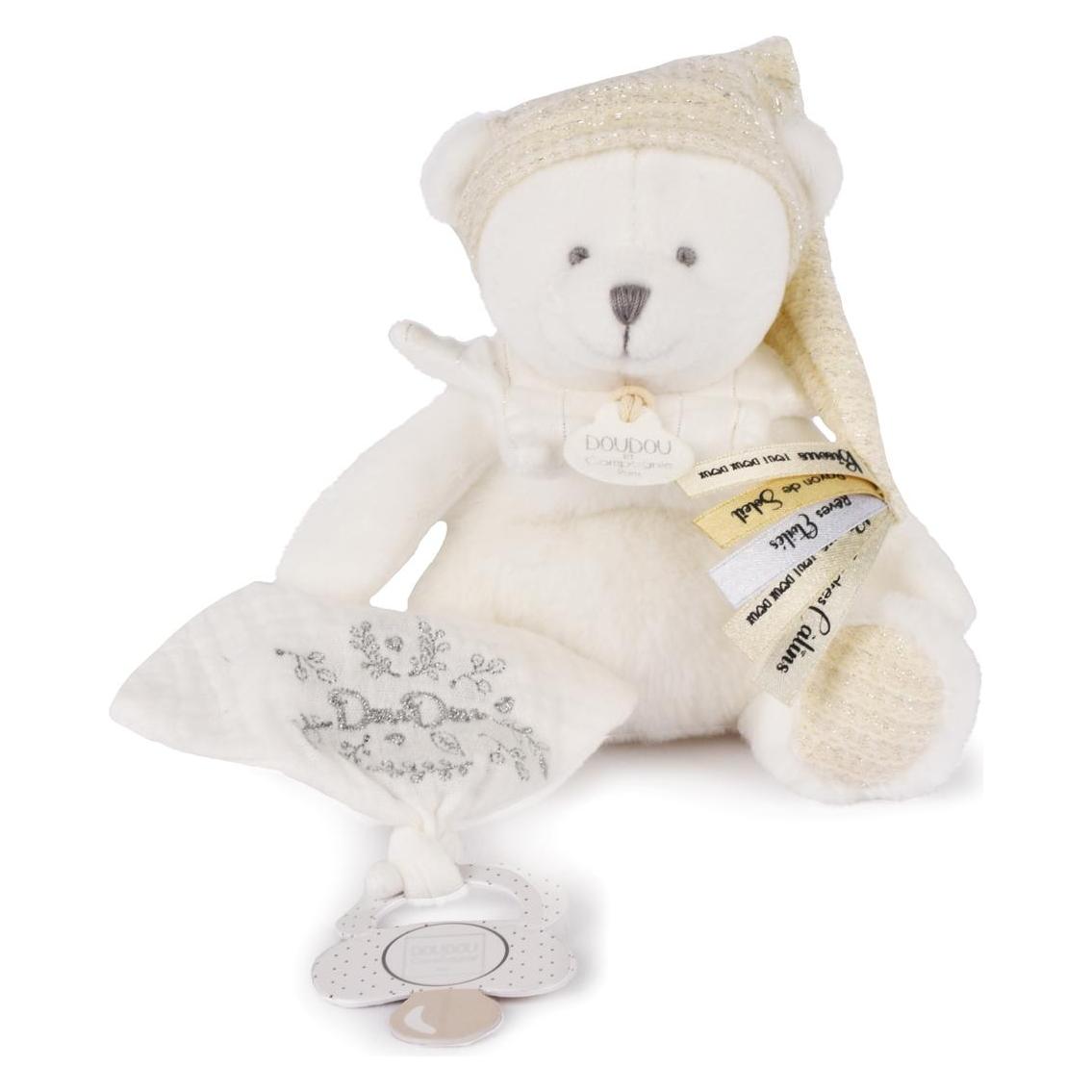 Doudou et Compagnie Schmusetuch mit Schnullerhalter Bär gold 20cm (20 cm) (DC4340)