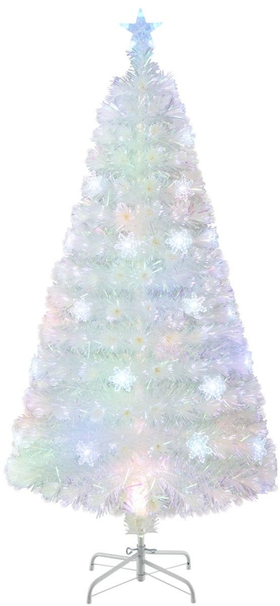 SureDeal Kerstboom met LED-verlichting en iriserende bladeren in wit