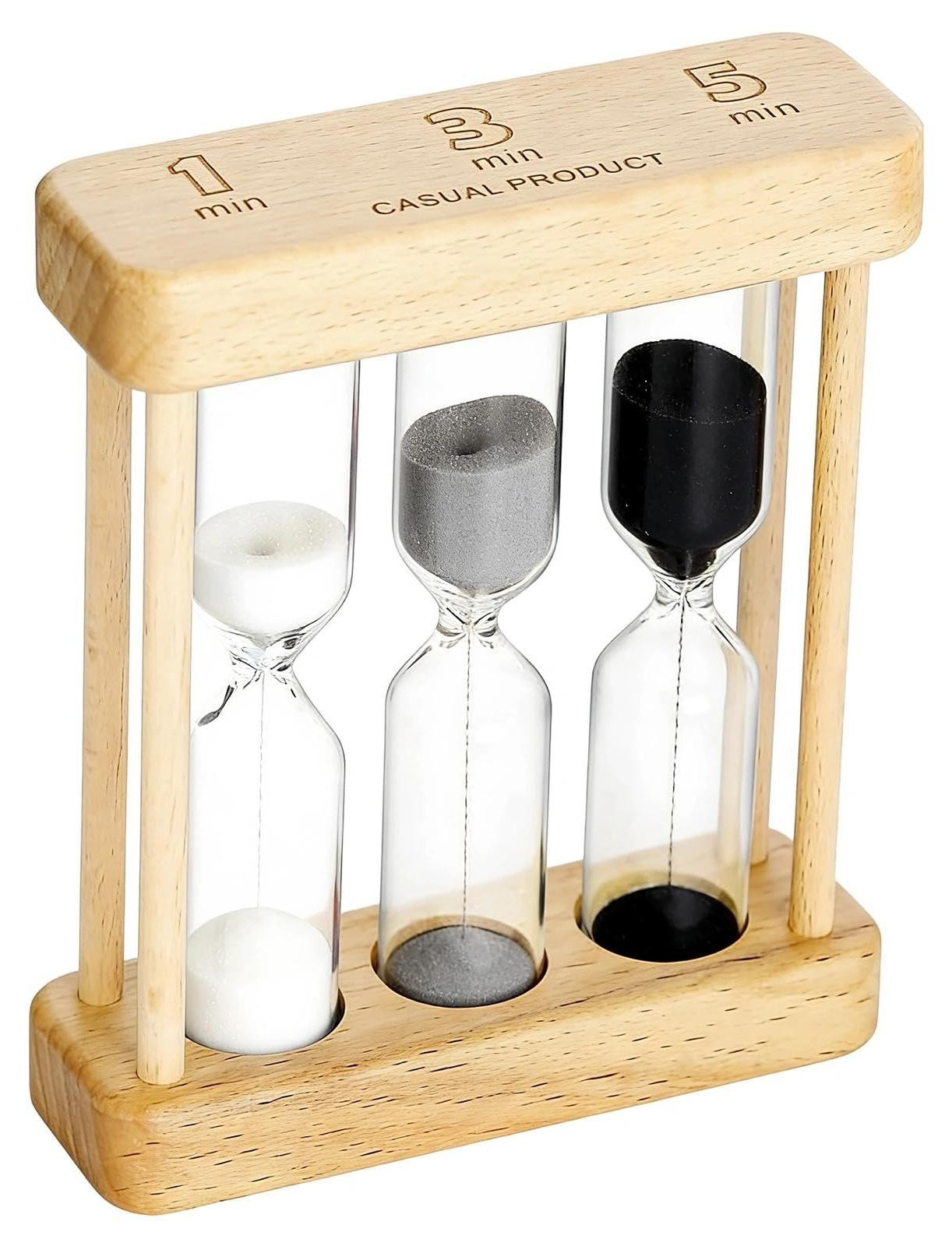 Dripio Houten zandloper multifunctionele timer 1/3/5 minuten zwart wit grijs