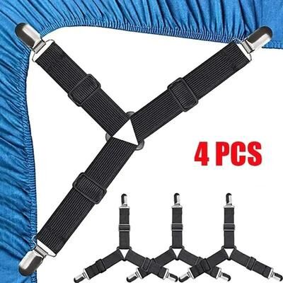 Uplifted Finds Triangle Adjustable Bed Sheet Holder Clips 4 Pcs Black