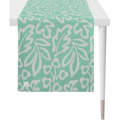 Tischläufer APELT "3971 Outdoor, Sommerdeko, Sommer", grün (mint, creme), B:46cm L:135cm, Polyester, Tischdecken, Jacquardgewebe