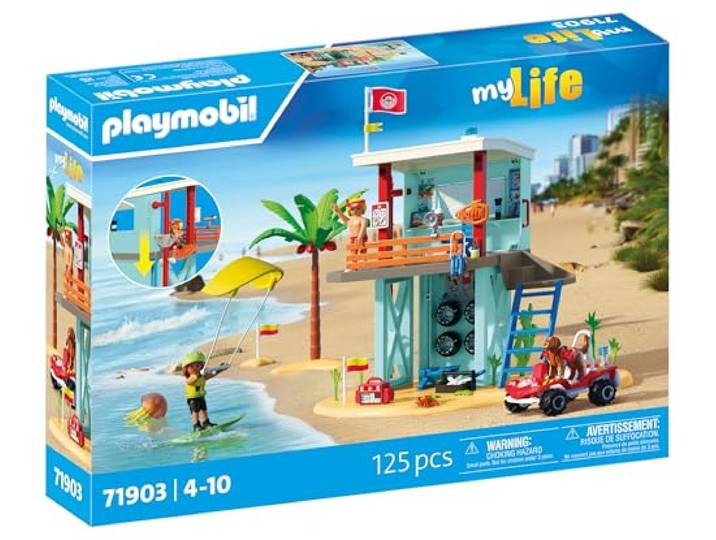 PLAYMOBIL Vacation on The Beach Rettungsturm mit Beach Buggy Spielzeug ab 4 Jahren Geschenk für Kinder Fördert Kreativität & Abenteuerlust Strand-Abenteuer mit Figuren & Fahrzeug 71903