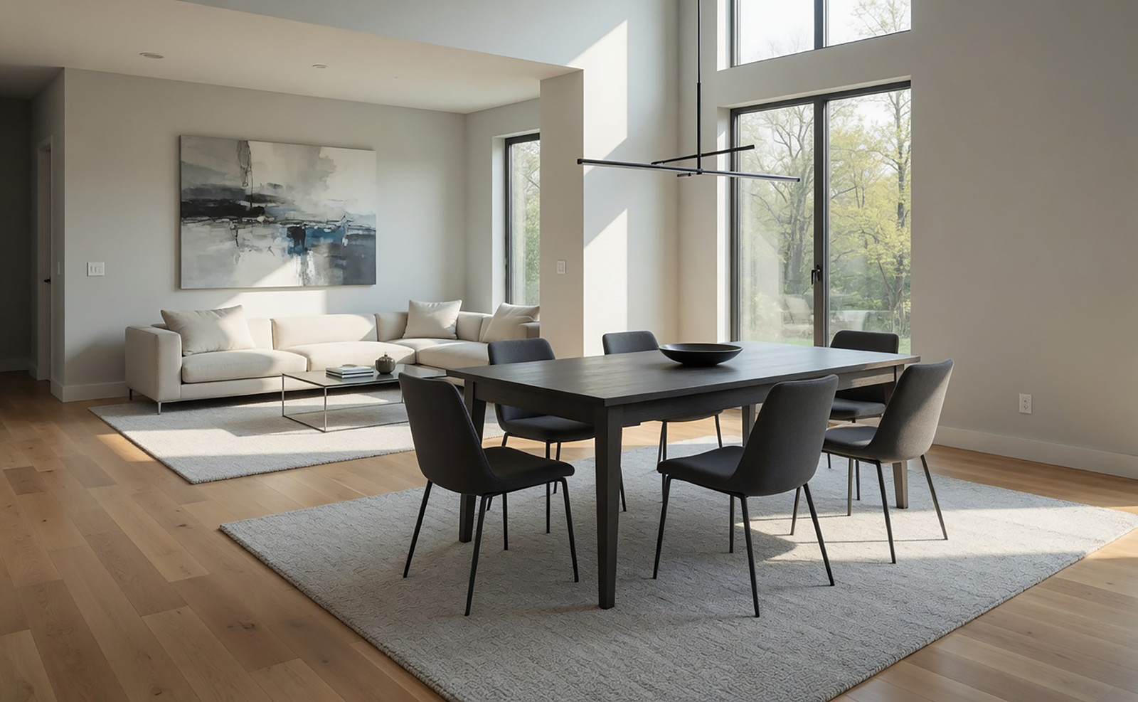 home24 Eettafel modern rechthoekig massief hout grijs