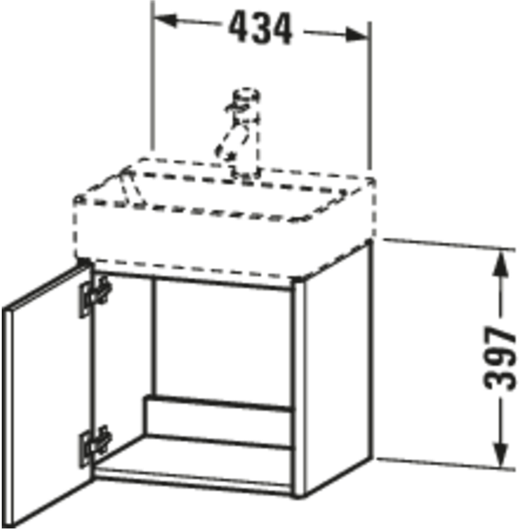 Duravit Waschtischunterschrank XSquare 43,4x34x39,7cm, wandhängend, Tür re, Tau matt (XS4060R8383)