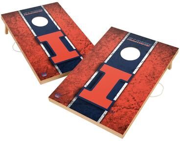 Skip's Garage Vintage Illinois Fighting Illini 2x4 Tailgate Cornhole Boards