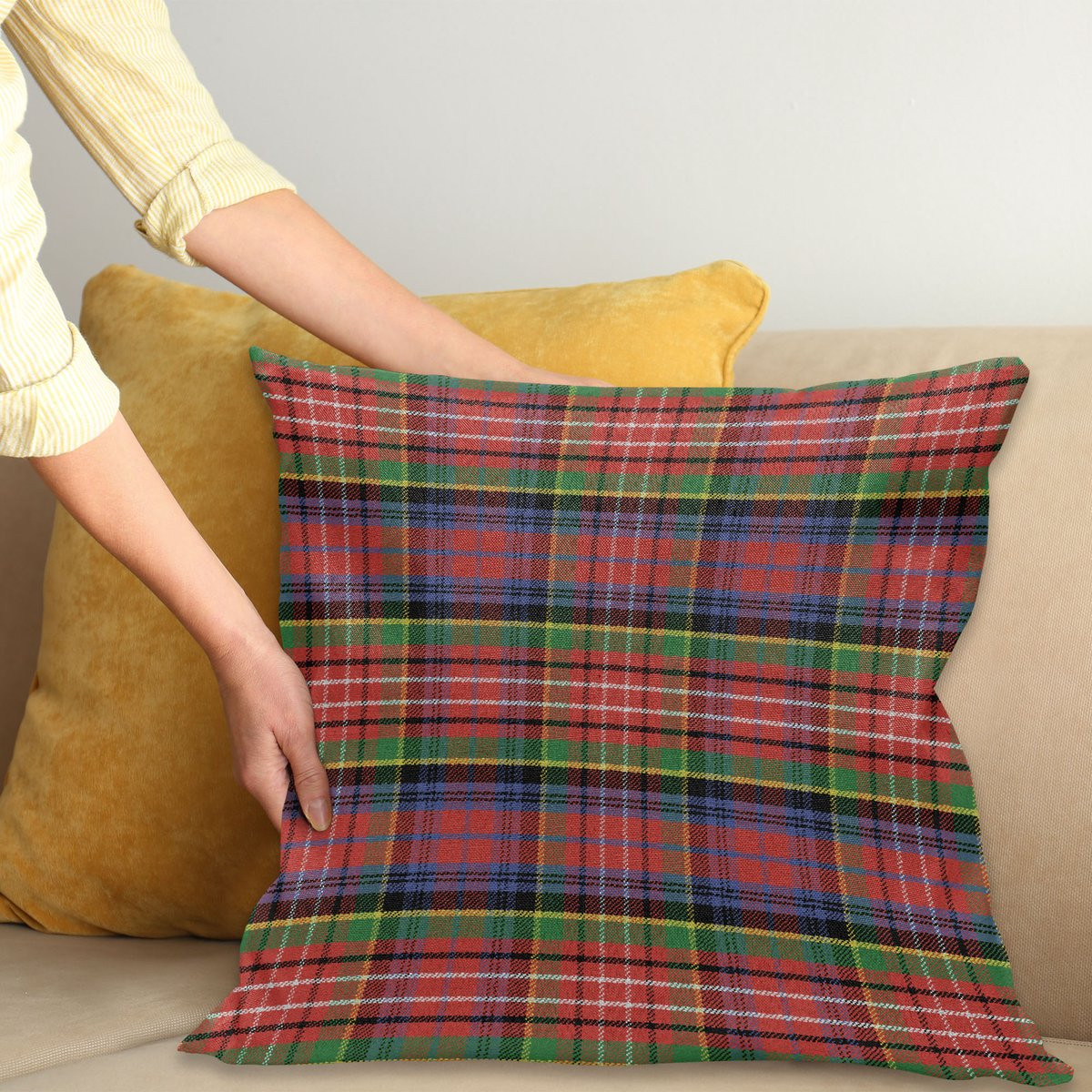 ABAKUHAUS Plaid Kussenhoes Caledonia Schotse Stijl, Meerkleurig, 60 x 60 cm
