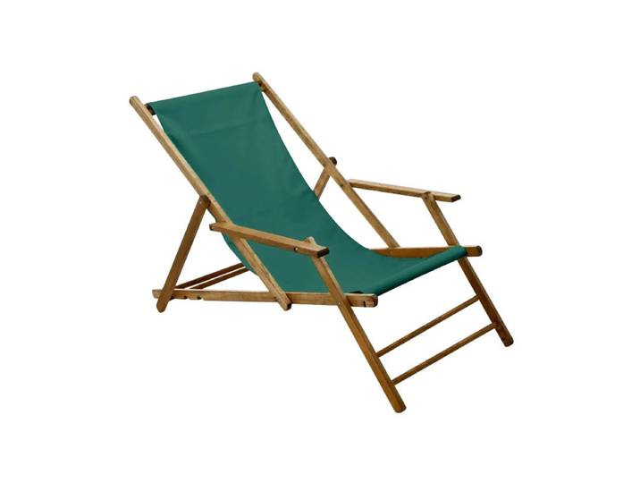 Jan Kurtz - Maxx Deckchair Teakholz, Bezug Polyacrylgewebe dunkelgrün