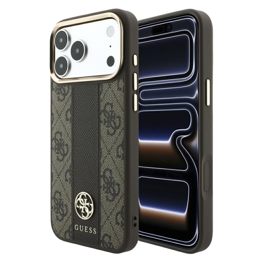 Guess Case 4G with Stripe Round and Classic Logos MagSafe for iPhone 18 Pro / iPhone 17 Pro brown (Apple iPhone 17 Pro, Apple iPhone 18 Pro) (GUE005567)