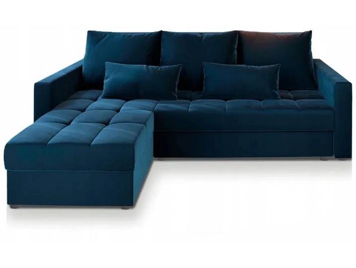 AKTION Dunkelblaue Ausziehbare Ecksofa ZENOVA 220x140 cm, beidseitig II. Qualität