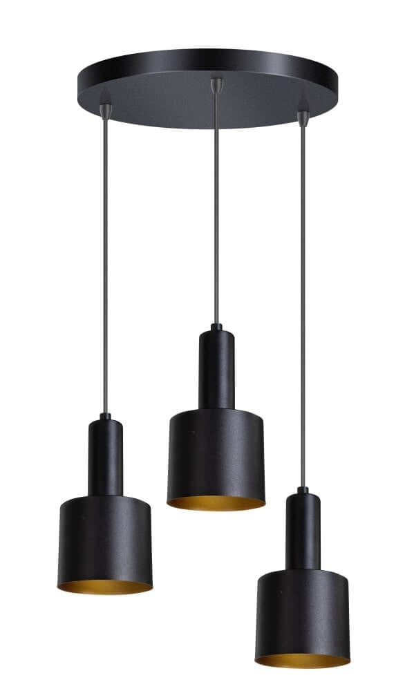 ETH Sledge hanglamp 3-lichts zwart met goud