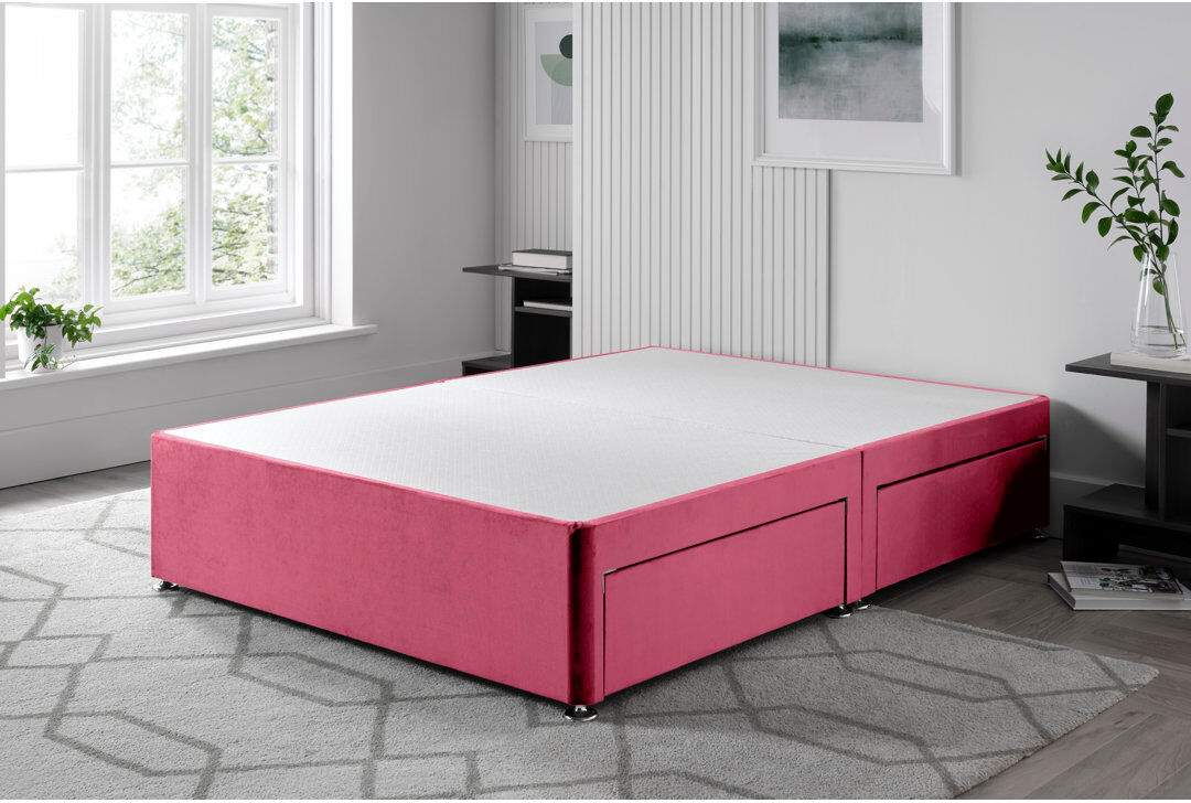 Fairmont Park Plush Divan Bed Base Maroon Kingsize (5')