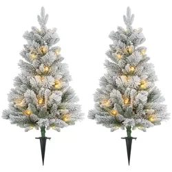 107 cm Künstlicher Weihnachtsbaum, 2er-Set mit 100 LED-Lichten flammhemmend
