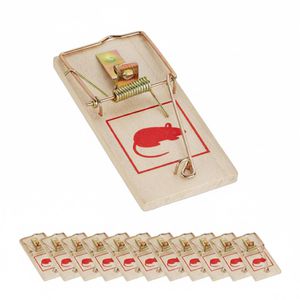 Relaxdays Mausefalle 10023614, Schlagfalle aus Holz, 12 Stück