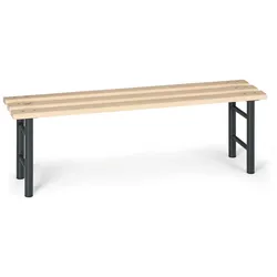 Umkleidebank, Latten-Sitz, 1500 mm, anthrazitfarbene Beine