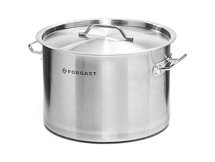 FORGAST Kochtopf Groß 58L mit Deckel - Suppentopf Induktion 50cm XXL Gastro Edelstahltopf für alle Herdarten, 5mm Sandwichboden, Spülmaschinengeeignet, massiver Gulaschkessel