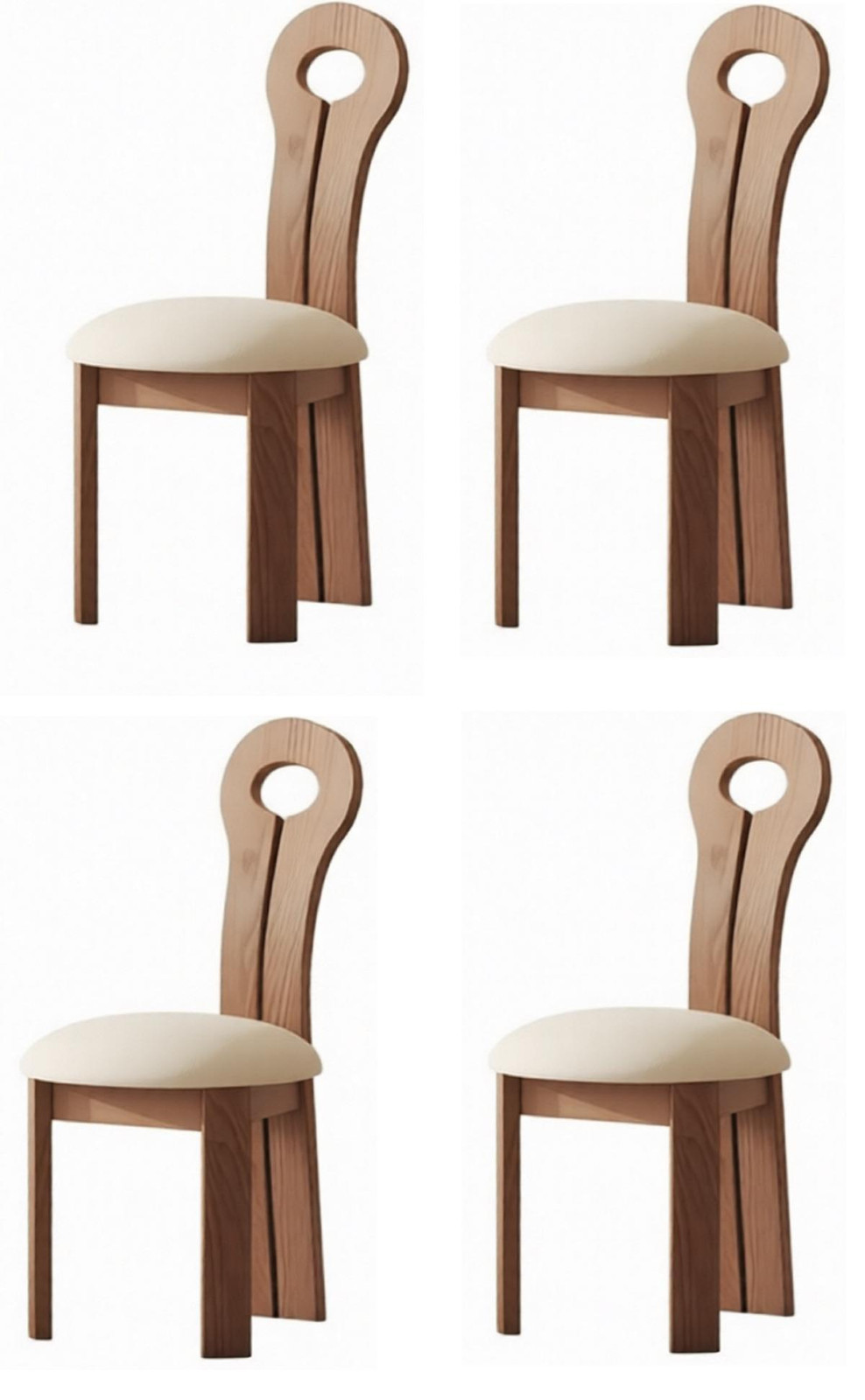 JVmoebel Set van 4 Moderne Houten Eetkamerstoelen met Textiel Bekleding