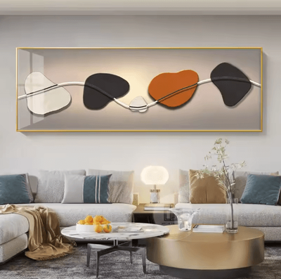 Inspire Picks Chinese Style Golden Deer Canvas Wall Art Feng Shui Mountain Poster Decor 13 50x150cm No Frame
