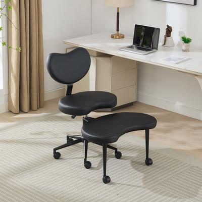 GDFStudio - Flexible PU Leather Cross-Legged Office Chair with Adjustable Swivel Footstool and Lumbar Support