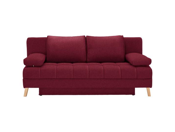 Cantus Schlafsofa, Bordeaux, Holz, Buche, 2-Sitzer, 195x90x90 cm, Schlafen auf Sitzhöhe, Wohnzimmer, Sofas & Couches, Schlafsofas, Schlafsofas mit Bettkasten