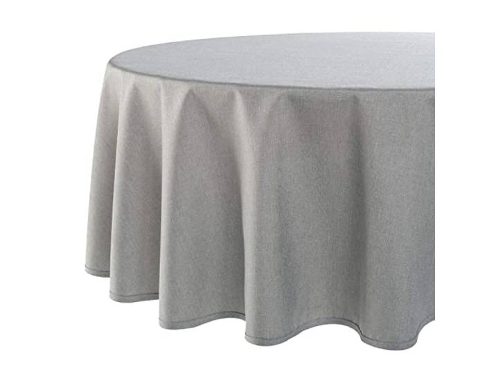 Tischdecke Wien Home - mit Fleckschutz Leinenoptik - 160 cm rund grau
