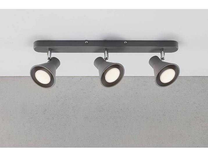 Deckenleuchte Eik 45 x 15 x 9cm Grau/Grau 3 Aluminium, lackiert GU10