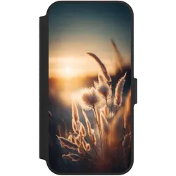 Nivocase Klapphülle für Apple iPhone 14 Handyhülle aus Kunst Leder NIVOflip schwarz Natur Sonne Pampasgras (Apple iPhone 14), Smartphone Hülle, Schwarz