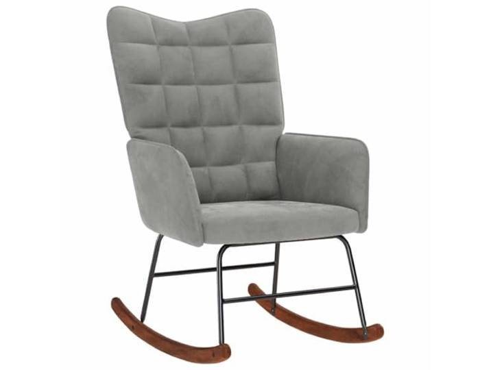 HFXHIJXQ Schaukelstuhl Samt Hellgrau Modern Polstersessel Relaxsessel Gemütlicher Loungesessel aus Samt mit Kufen aus Holz für Wohnzimmer, Schlafzimmer oder die Leseecke im Arbeitszimmer.