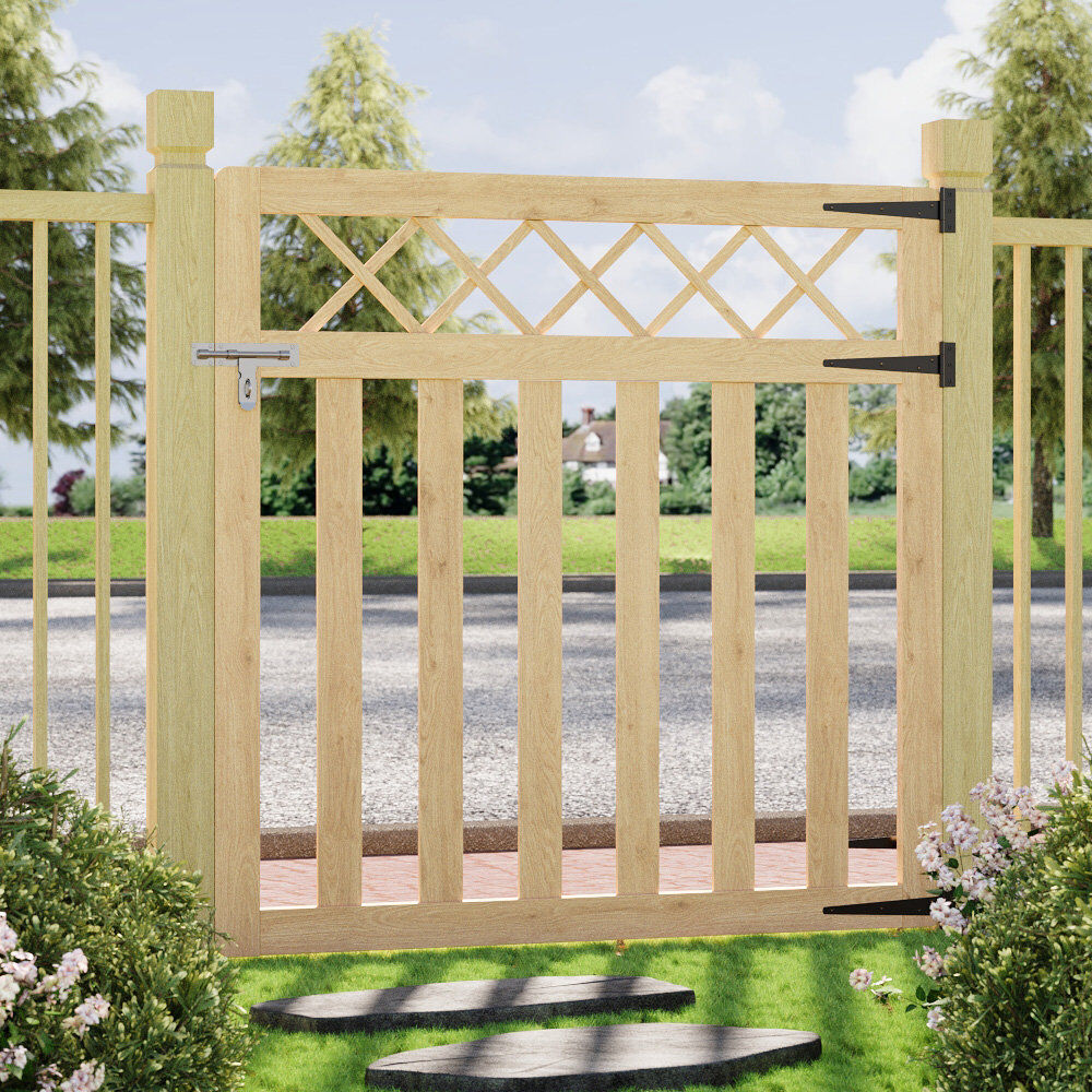 Lily Manor Solid Wood Gate Fencing Yellow 120cmH x 120cmW x 3cmD